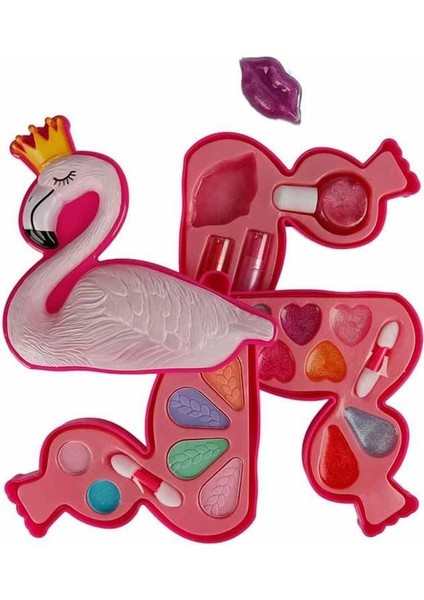 Flamingo Şekilli 3 Katlı Makyaj Güzellik Seti Kız Erkek Çocuk Oyuncak Eğitici Oyuncaklar fırsatları