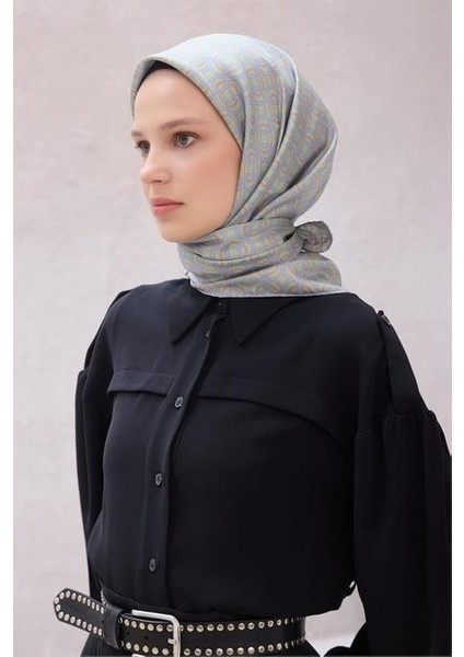 Tivil Saf Ipek Eşarp 4215 - 63 Mint Yeşili Soyut Desen