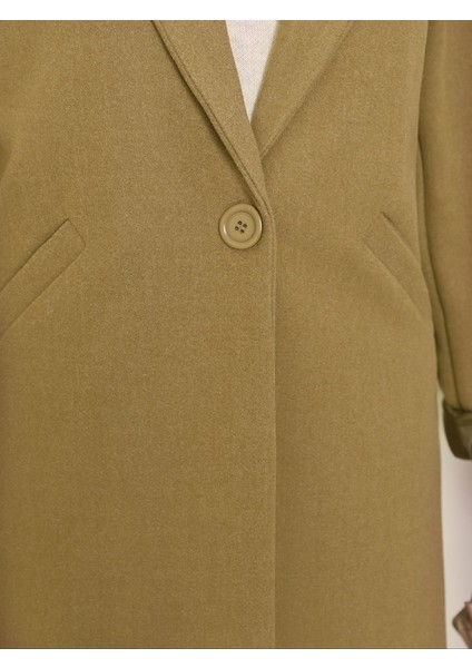 Alpaco Tek Düğmeli Astarlı Kışlık Kaşe Kaban -Hardal -Collectıon modelleri