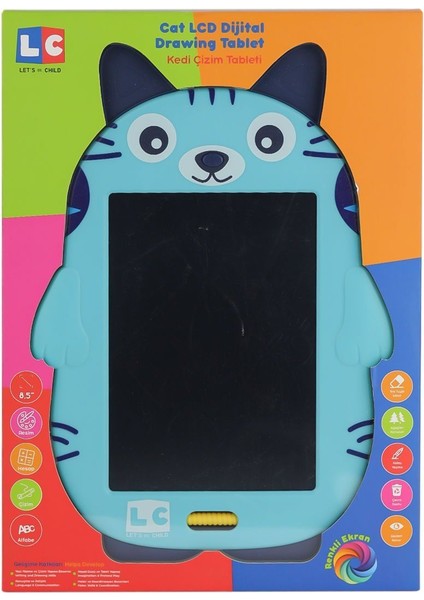 LC-31070 Kedi Çizim Tableti 8.5 Inç Kız Erkek Çocuk Oyuncak Eğitici Oyuncaklar