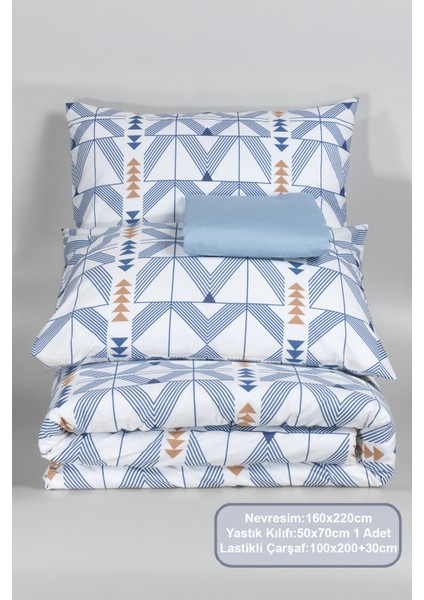 Marcus Nevresim Takımı Tek Kişilik (160X220 Cm) Mavi