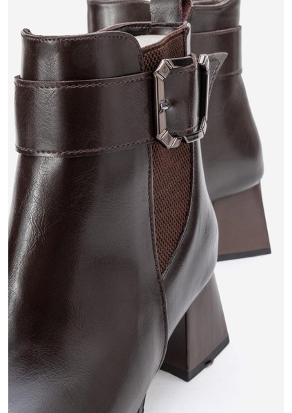 Sade Streçli Topuklu Bot KAHVE CİLT modelleri