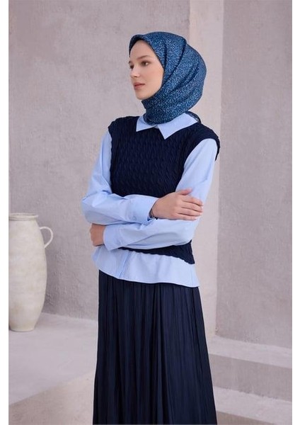 Tivil Saf Ipek Eşarp 4208 - 51 Koyu Mavi Armürlü Desen fiyatları