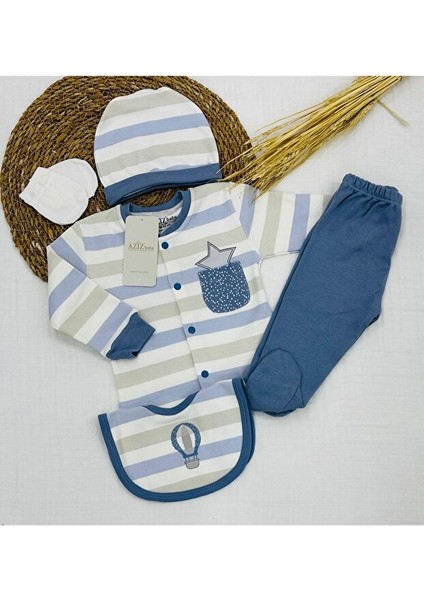 %100 Pamul Erkek Bebek 5'li Hastane Çıkışı Indigo AZZ.İNDG.5344 fiyatları