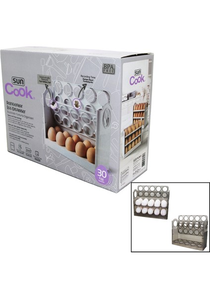 30 Hazneli Buzdolabı Yumurta Organizeri Yaylı Katlanır Raf - Zaman Kayıt Fonksiyonu (4915) Go-53-vice/(1395)