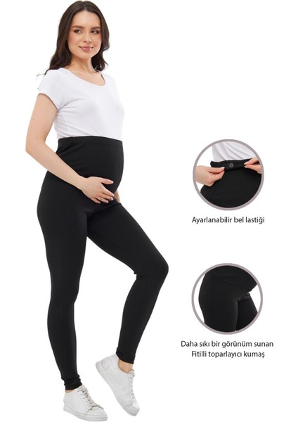 MYRA8140 Toparlayıcı Fitilli Mevsimlik Beli Ayarlanabilir Hamile Tayt