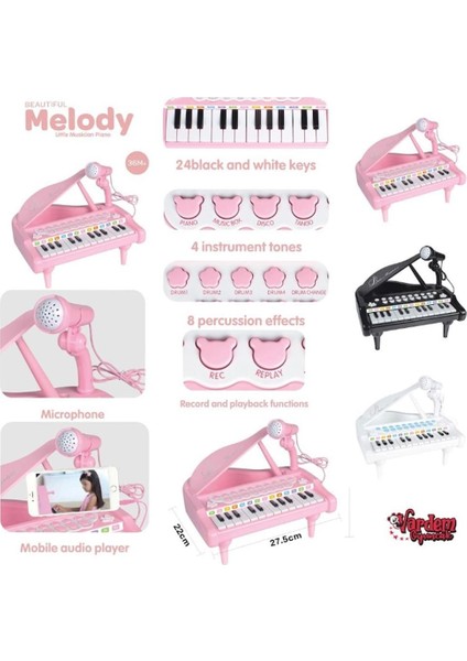Mikrofonlu 24 Tuşlu Piyano Mp3 (Pembe,siyah,beyaz) Kız Erkek Çocuk Oyuncak Eğitici Oyuncaklar indirimleri