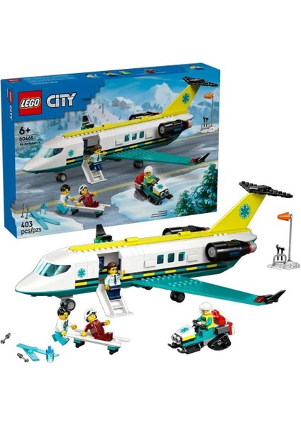 60465 LEGO City Helikopter Ambulans Uçağı 403 Parça +6 Yaş Kız Erkek Çocuk Oyuncak Eğitici Oyuncakla