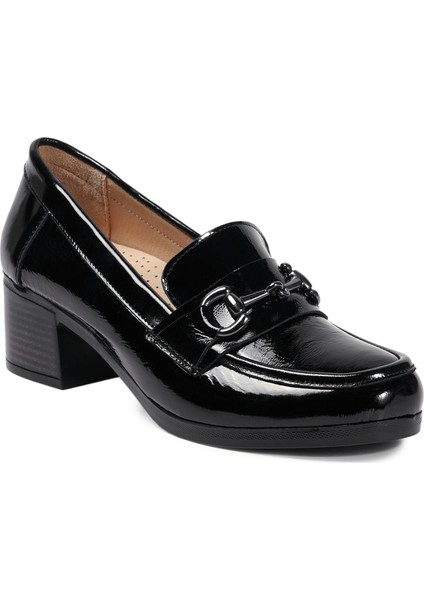 Siyah Kalın Topuklu Rugan Deri Kadın Ayakkabı fiyatları