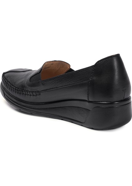 Siyah Comfort Hakiki Deri Kadın Ayakkabı modelleri