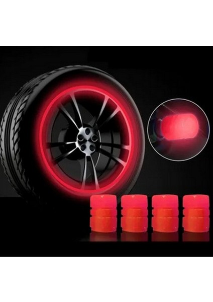 4 Adet Sibop Kapağı Fosforlu Floresan LED Pilsiz Araba Motorsiklet Bisiklet Lastik Sibop Kapağı