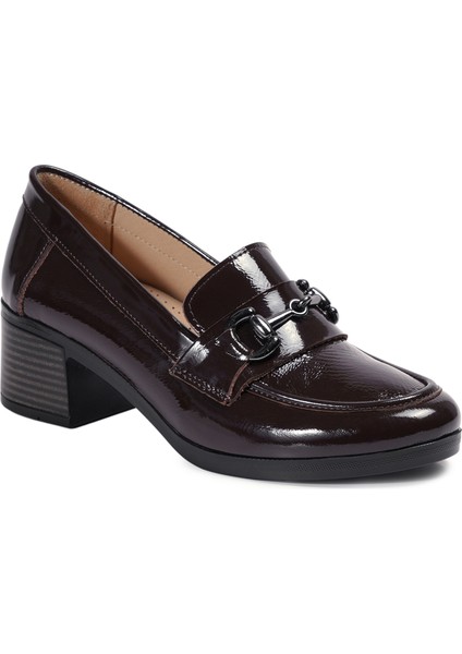 Kahverengi Kalın Topuklu Rugan Deri Kadın Ayakkabı fiyatları