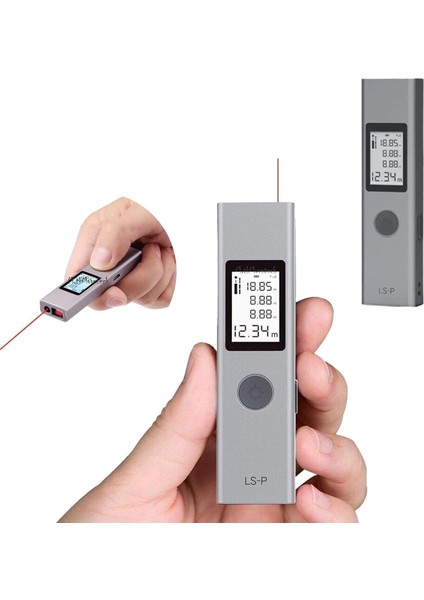 Ls-P Dijital Ekranlı Lazer Metre Mesafe Ölçme Cihazı Gri