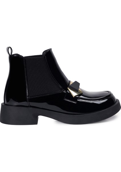 Siyah Casual Rugan Deri Kadın Bot