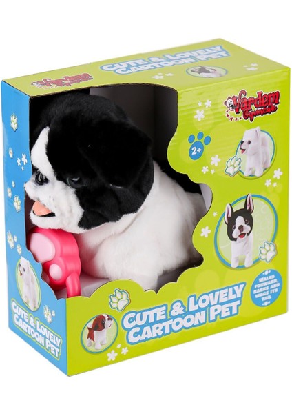 PR66308-25T Tasmalı Yürüyen Peluş Fransız Köpeği Kız Erkek Çocuk Oyuncak Eğitici Oyuncaklar