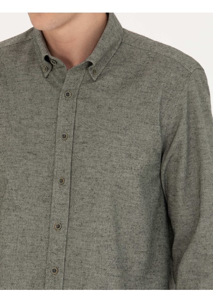 Erkek Yeşil Slim Fit Uzun Kollu Gömlek 50274660-VR054