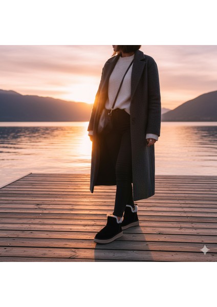 Siyah Casual Süet Deri Kadın Bot fırsatları