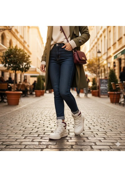 Krem Sneakers Vegan Kadın Bot fırsatları