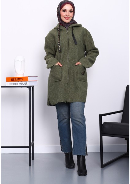 Haki Kapşonlu Cepli Buklet Kaban fiyatları