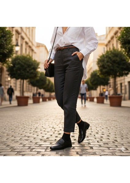 Siyah Loafer Hakiki Deri Kadın Ayakkabı fırsatları