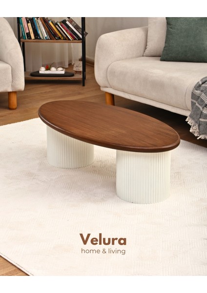 Zag Orta Sehpa - Ceviz Tabla & Beyaz Ayak