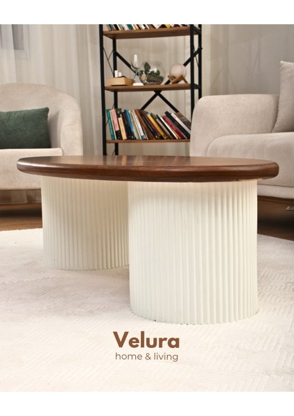 Zag Orta Sehpa - Ceviz Tabla & Beyaz Ayak fırsatları