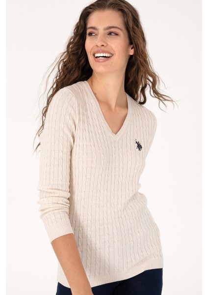 Kadın Krem Melanj Kazak /triko 50313625-VR159 modelleri