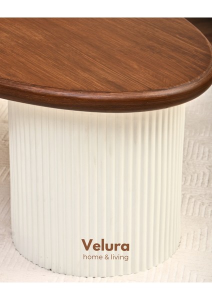 Zag Orta Sehpa - Ceviz Tabla & Beyaz Ayak