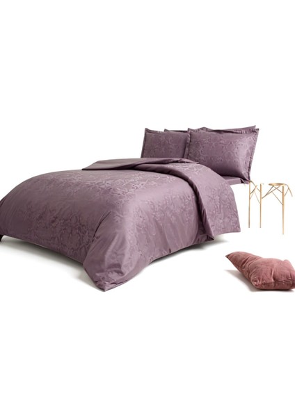 Ornament Çift Kişilik Jakarlı Pamuk Saten Nevresim Takımı – Lüks, Yumuşak Dokulu