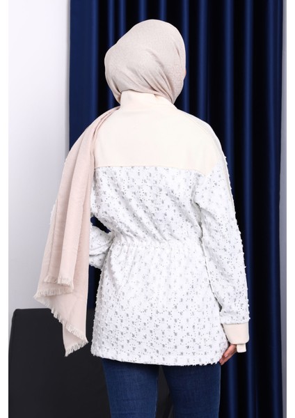 Ekru Sahte Cepli Bel Büzgülü Ceket fırsatları