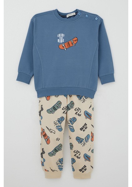 Erkek Bebek Eşofman Takımı Kaykay Zamanı 9 Ay-3 Yaş, Indigo modelleri