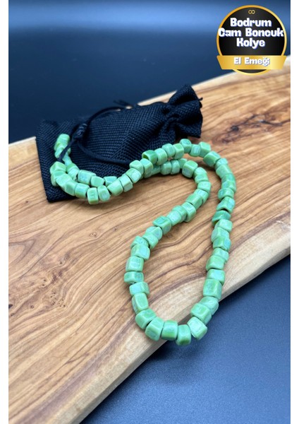 El Yapımı Yeşil Bodrum Cam Boncuk Ayarlanabilir Bohem Kolye fiyatları