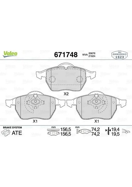 671748 On Fren Balatasi 1J0698151L 3A0698151 3A0698151A