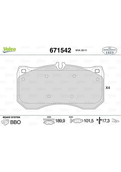 671542 On Fren Balatasi 4H0698151C 4H0698151P 8W0698151AP