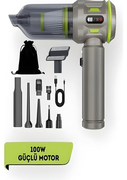 17000PA 100W Araç Süpürgesi | LED Ekranlı, Ev Ofis Araba Için El Süpürgesi - Hepa Filtreli