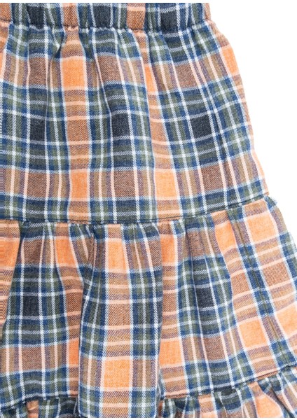 3 Kat Volanlı Ekose Kışlık Kız Çocuk Etek modelleri