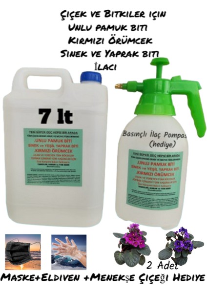 (7 Lt) Çiçekler için Genel Haşere İlacı (Unlu Pamuk Biti, Sinek Ve Yaprak Biti, Kırmızı Örümcek) 2 ADET MENEKŞE ÇİÇEĞİ HEDİYELİ