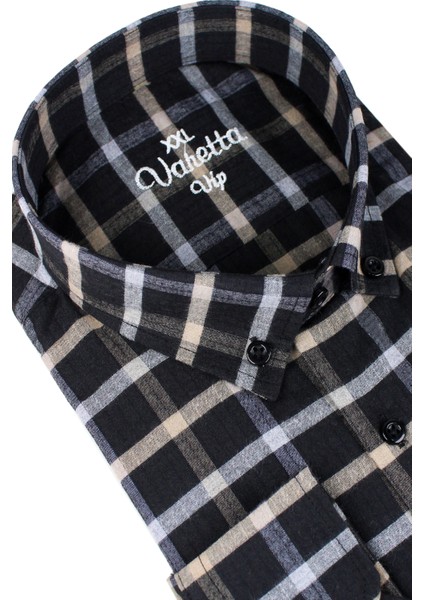 Büyük Beden Erkek Siyah Yünlü Kışlık Gömlek – Cepli Geniş Kesim Flanel Model fiyatları