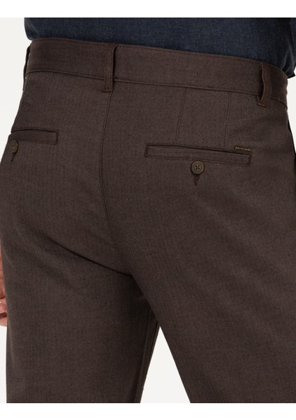 Erkek Kahverengi Regular Fit Çizgili Kanvas Pantolon 50259717-VR029