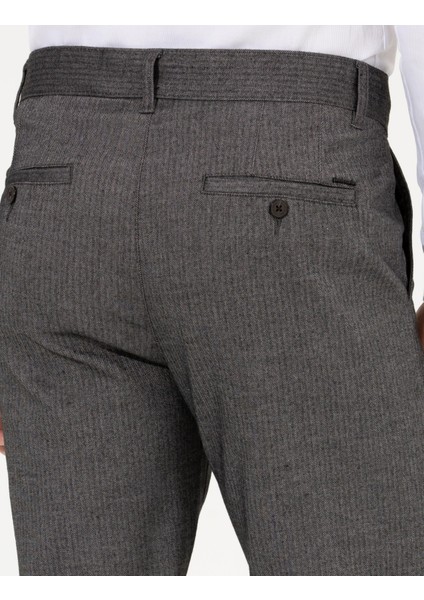 Erkek Antrasit Regular Fit Çizgili Kanvas Pantolon 50259717-VR006