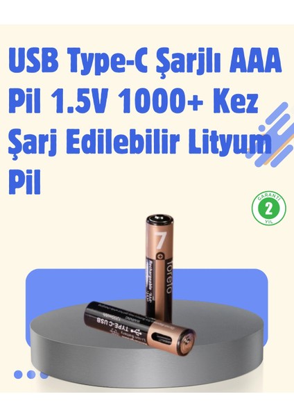 USB Type-C Şarjlı Aaa Lityum Pil | 1.5V Sabit Voltaj, 1000+ Şarj Döngüsü ile Uzun Ömür