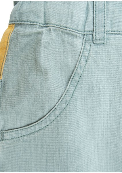 %100 Pamuk Açık Mavi Ince Denim Yazlık Kız Çocuk Etek modelleri