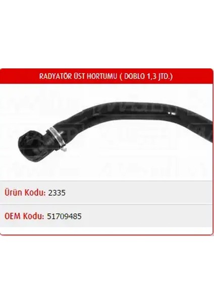 M2335 Radyator Hortumu Ust 51709485