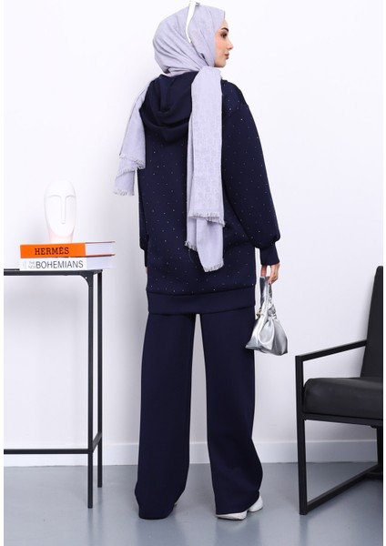 Lacivert Taşlı Scuba Tunik Pantolonlu Takım fırsatları