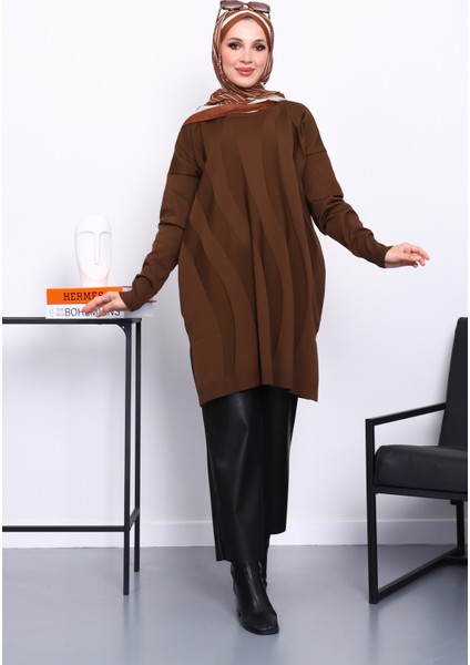 Kahverengi Soğuk İplik Merserize Triko Tunik fiyatları