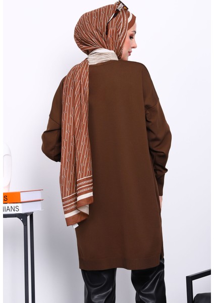 Kahverengi Soğuk İplik Merserize Triko Tunik fırsatları