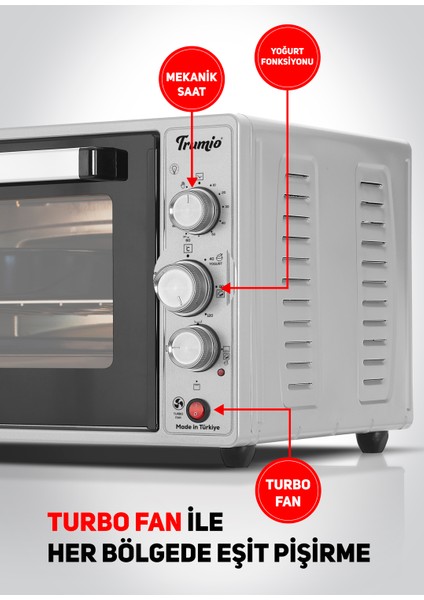Elektrikli Fırın, Turbo Fan + Lamba, Yoğurt Mayalama indirimleri