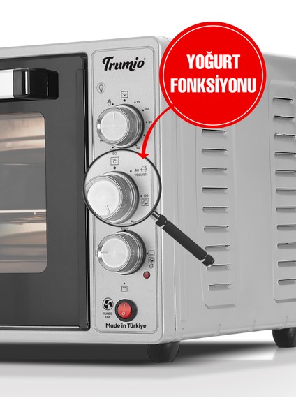 Elektrikli Fırın, Turbo Fan + Lamba, Yoğurt Mayalama