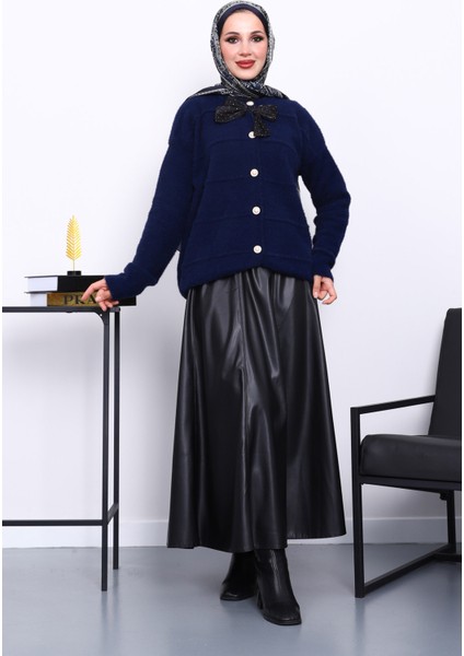 Lacivert Fiyonk Detaylı Angora Yumoş Triko Hırka fiyatları