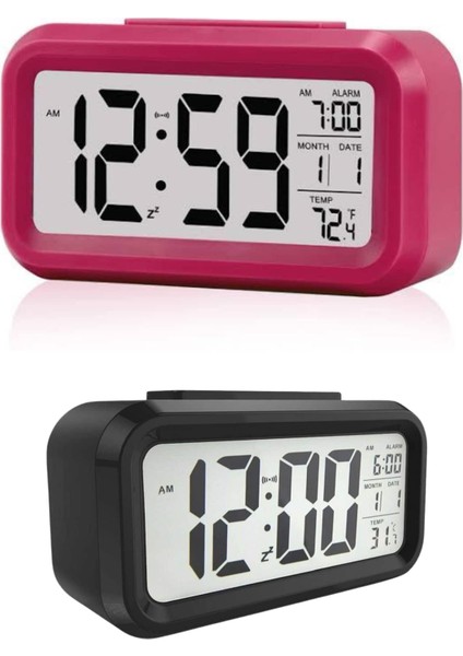 Techmrt Dijital Masa Saati Termometre Takvim LED Ekran Pilli Ev Ofis Masası indirimleri